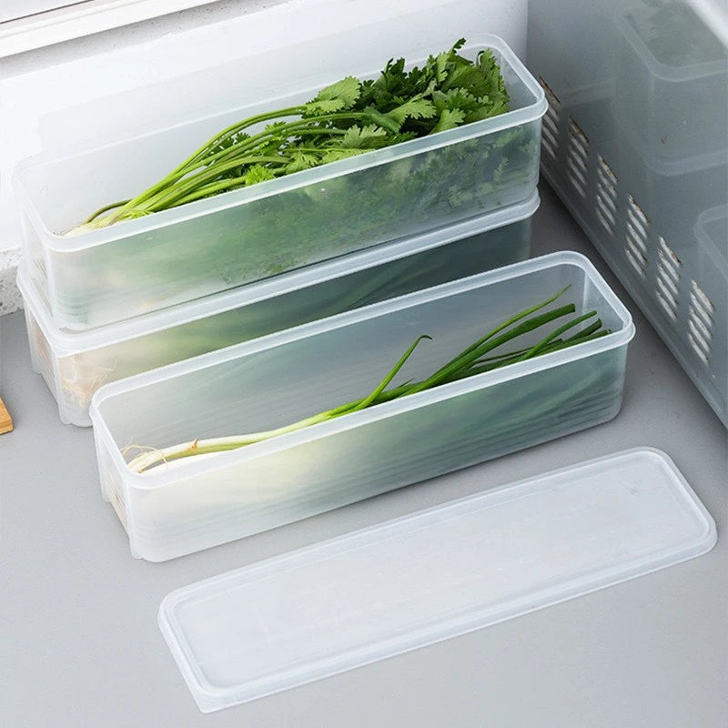 2pcs Fresh-Seal Plastic Refrigerator Organizers – Durable Vegetable Storage Containers
