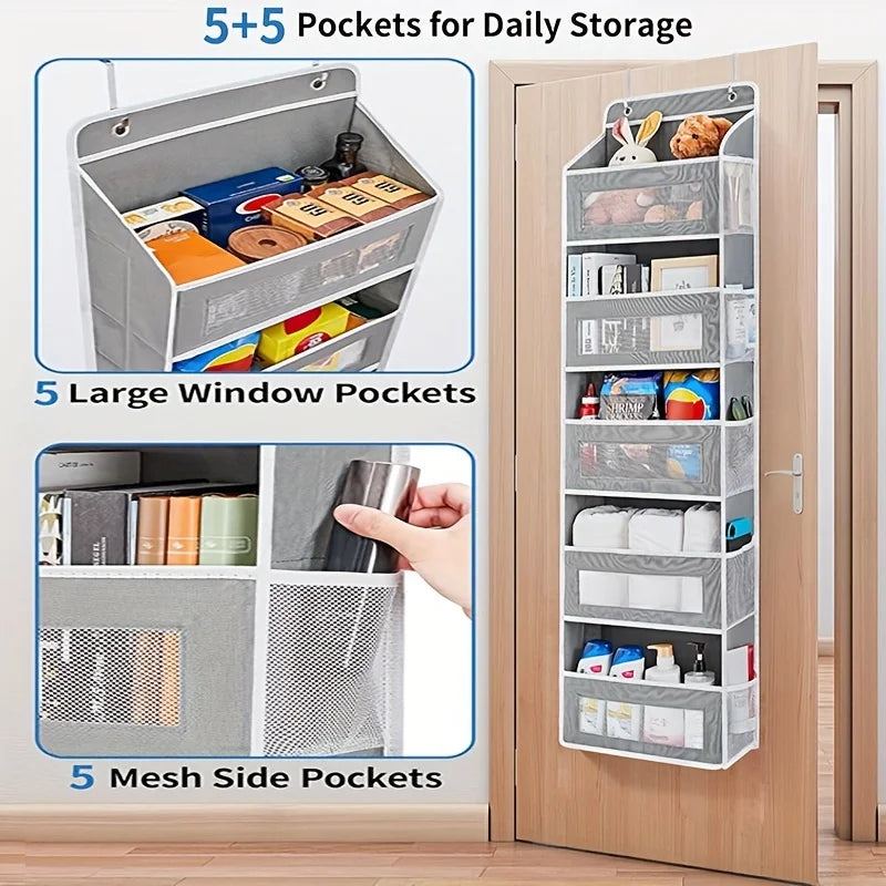 5-Shelf Hanging Organizer – Anti-Tilt Storage with Large Pockets for Bedroom & Bathroom