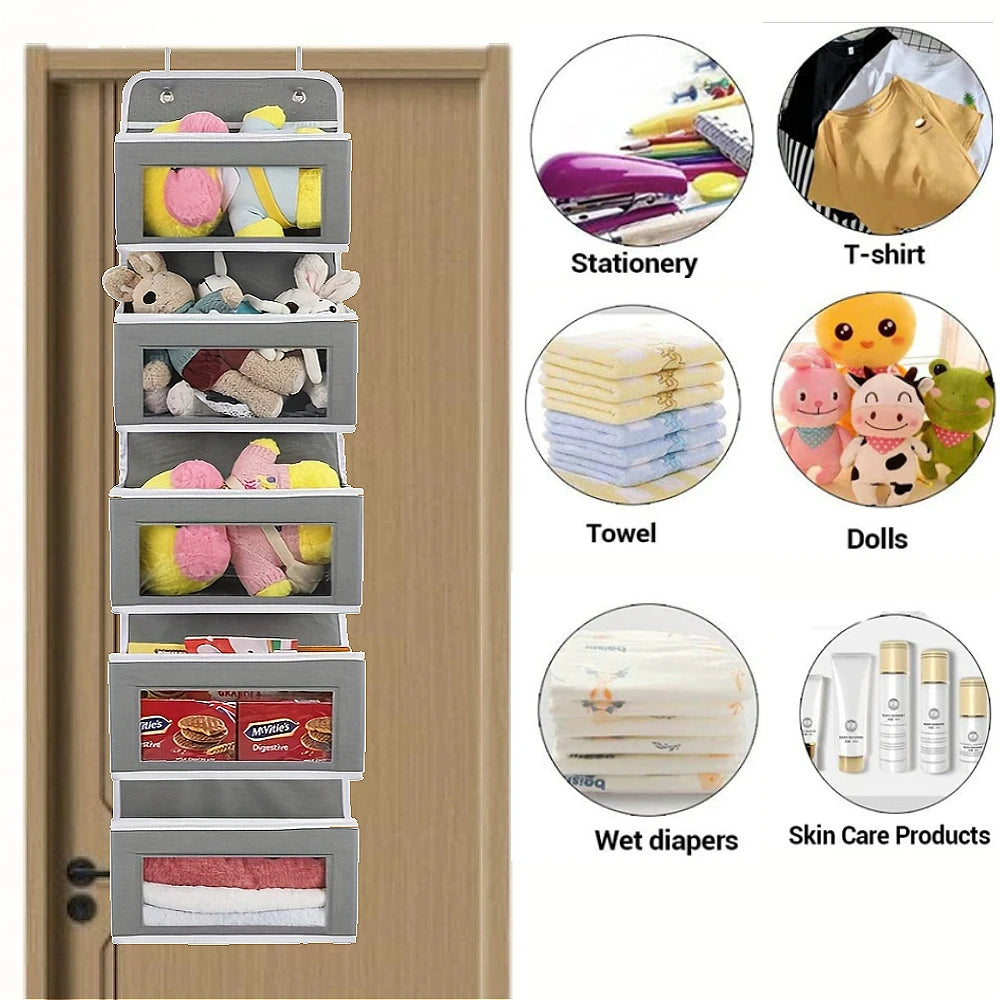 5-Shelf Hanging Organizer – Anti-Tilt Storage with Large Pockets for Bedroom & Bathroom