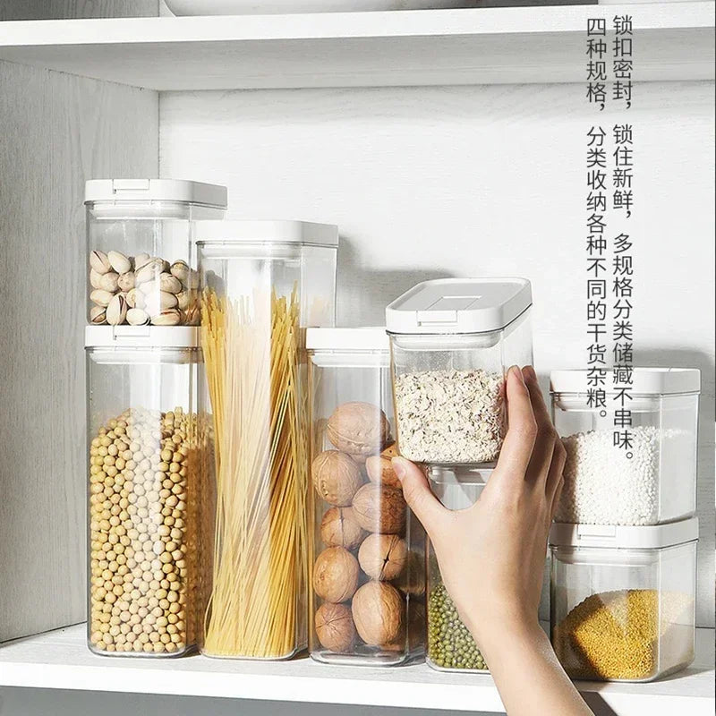 Clear Airtight Food Storage Jar – BPA-Free Plastic Container for Snacks, Cereal & Beans