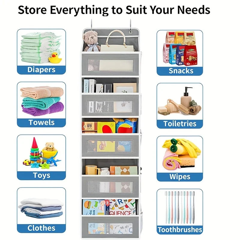 5-Shelf Hanging Organizer – Anti-Tilt Storage with Large Pockets for Bedroom & Bathroom