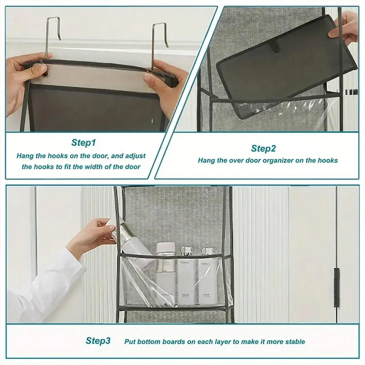 Over-the-Door Hanging Organizer – Foldable Clear Storage for Closet or Bathroom