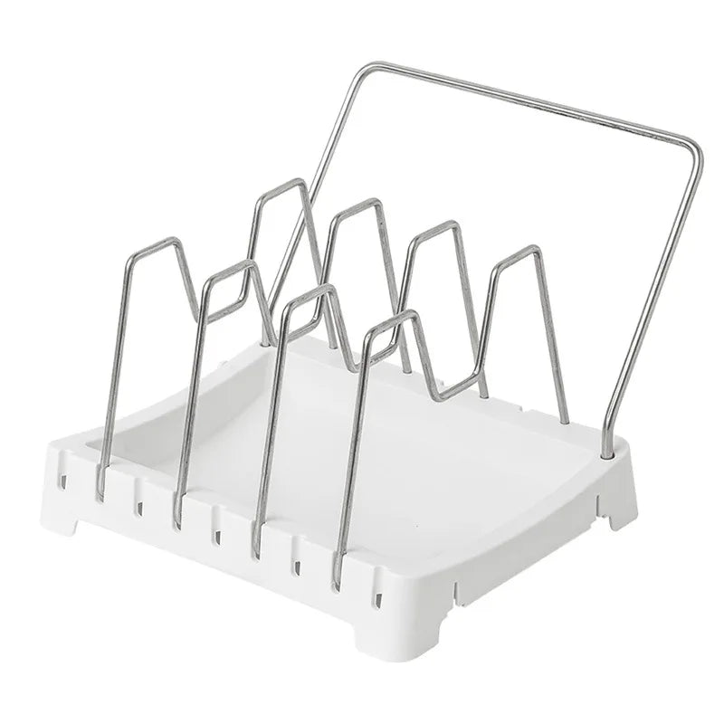 Expandable Stainless Steel Kitchen Organizer – Pot, Pan & Cutting Board Rack