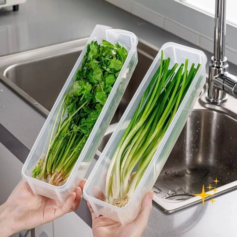 2pcs Fresh-Seal Plastic Refrigerator Organizers – Durable Vegetable Storage Containers