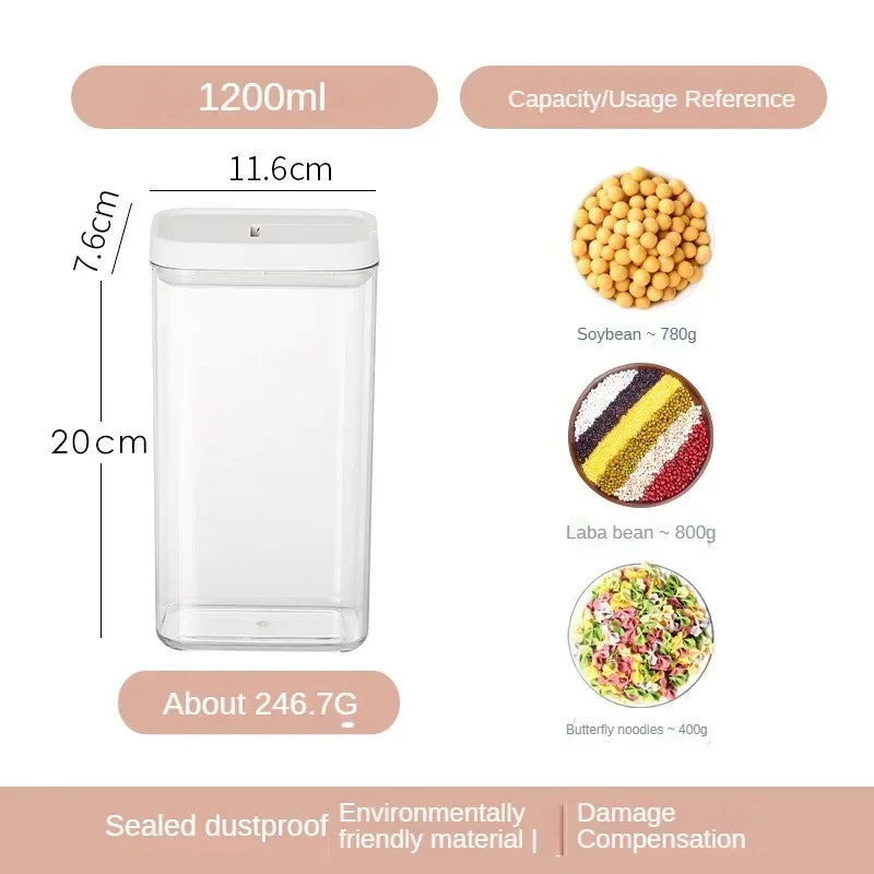 Clear Airtight Food Storage Jar – BPA-Free Plastic Container for Snacks, Cereal & Beans
