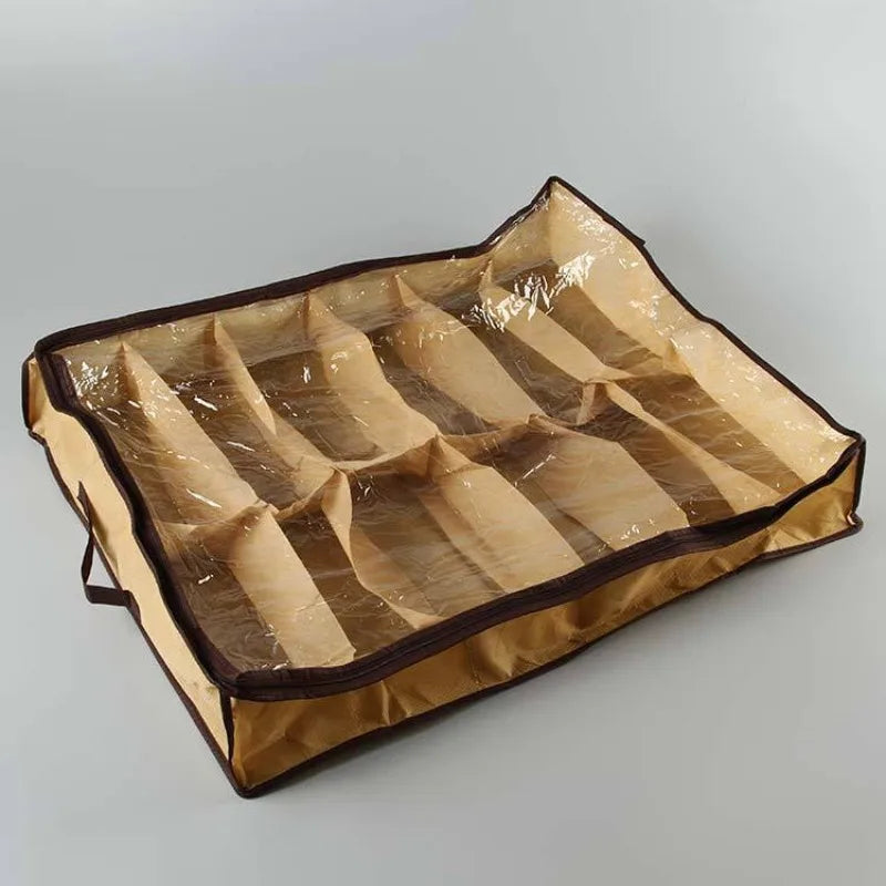 Collapsible Under‑Bed Storage compartment – Shoe Organizer with See‑Through Lid