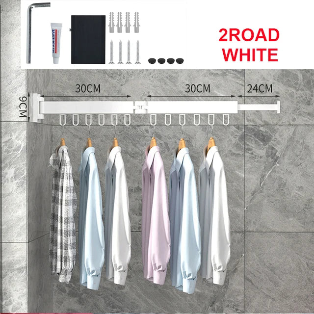 Retractable Wall-Mounted Drying Rack – Foldable Aluminum Clothes Hanger for Indoor Laundry