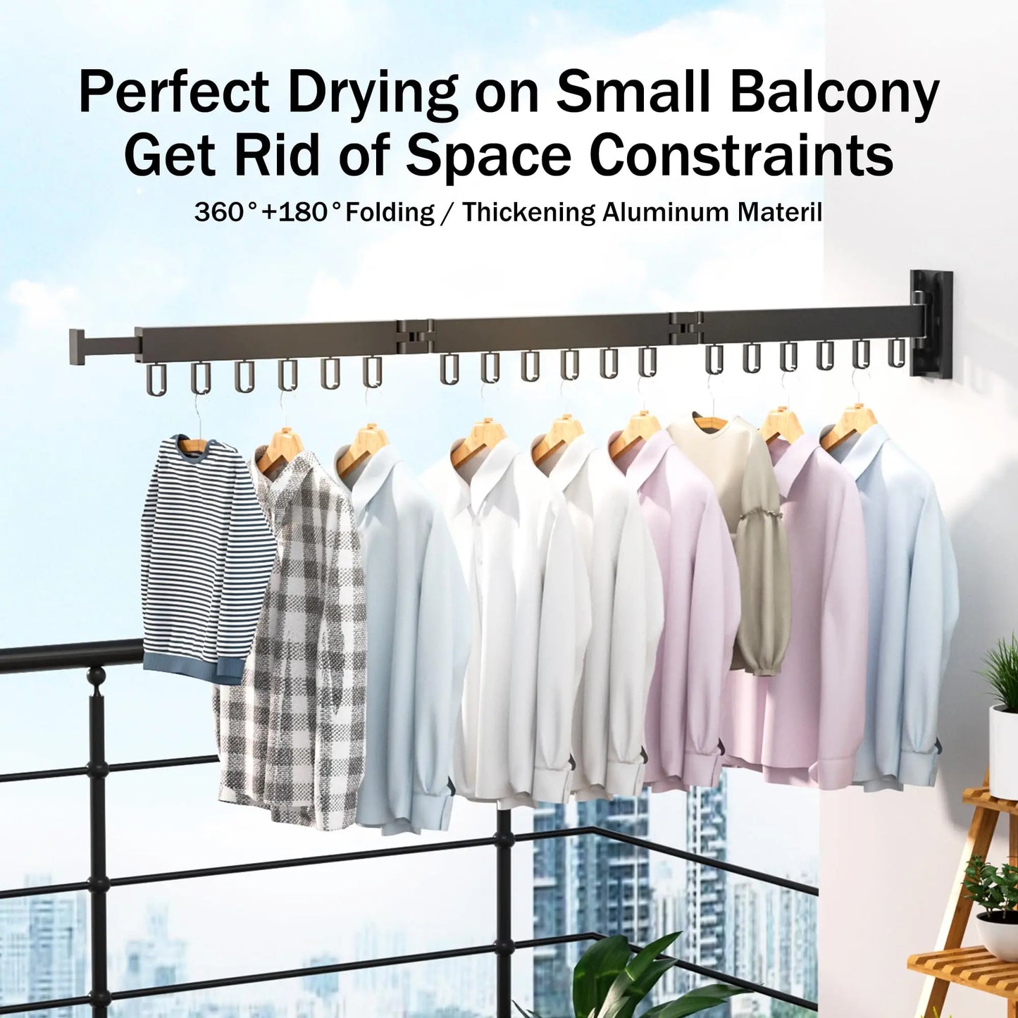 Retractable Wall-Mounted Drying Rack – Foldable Aluminum Clothes Hanger for Indoor Laundry