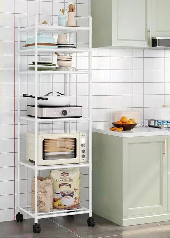 Multi-Layer Rolling Kitchen Storage Rack – Microwave & Pot Organizer