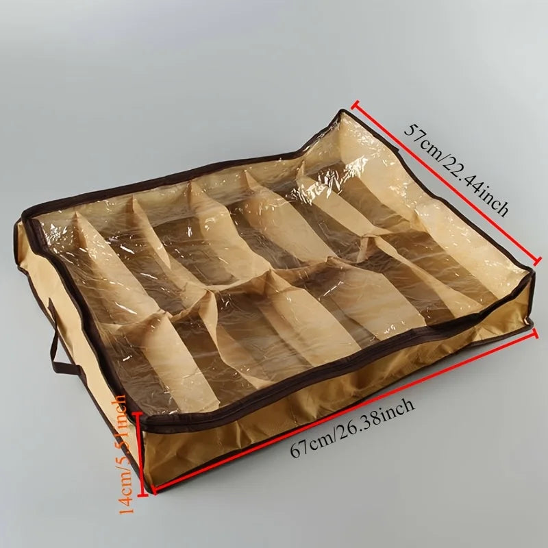 Collapsible Under‑Bed Storage compartment – Shoe Organizer with See‑Through Lid
