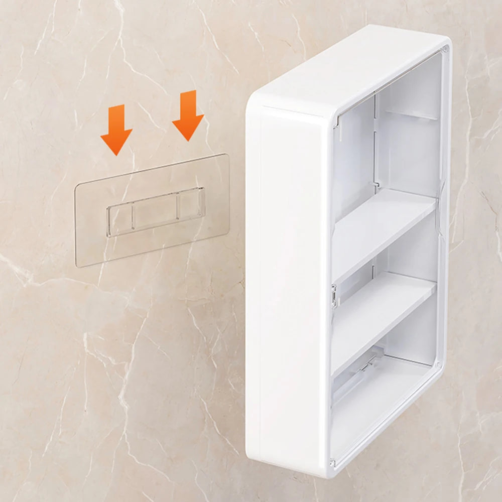 No-Drill Multi-Layer Bathroom Organizer – Transparent Cosmetic Display Cabinet