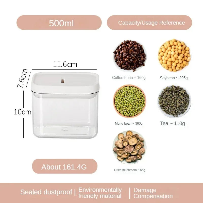 Clear Airtight Food Storage Jar – BPA-Free Plastic Container for Snacks, Cereal & Beans