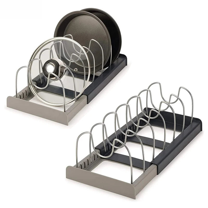 Expandable Stainless Steel Kitchen Organizer – Pot, Pan & Cutting Board Rack