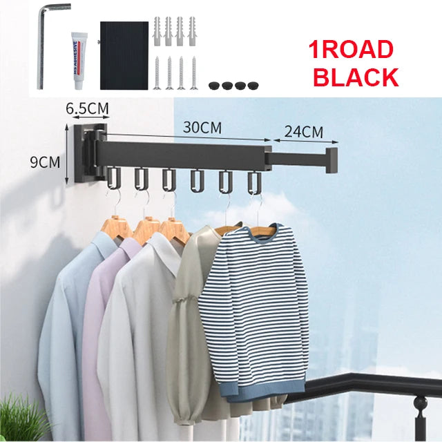 Retractable Wall-Mounted Drying Rack – Foldable Aluminum Clothes Hanger for Indoor Laundry