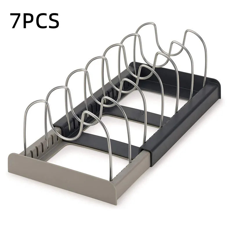 Expandable Stainless Steel Kitchen Organizer – Pot, Pan & Cutting Board Rack