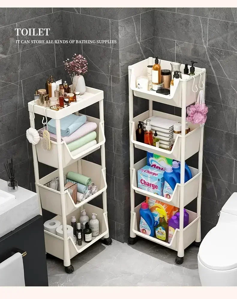 Narrow Rolling Storage Trolley – Slim Organizer Rack for Kitchen, Bathroom & Living Room