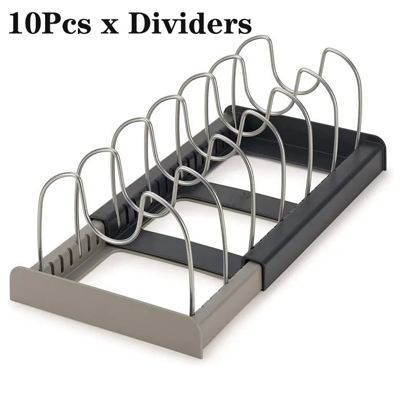 Expandable Stainless Steel Kitchen Organizer – Pot, Pan & Cutting Board Rack
