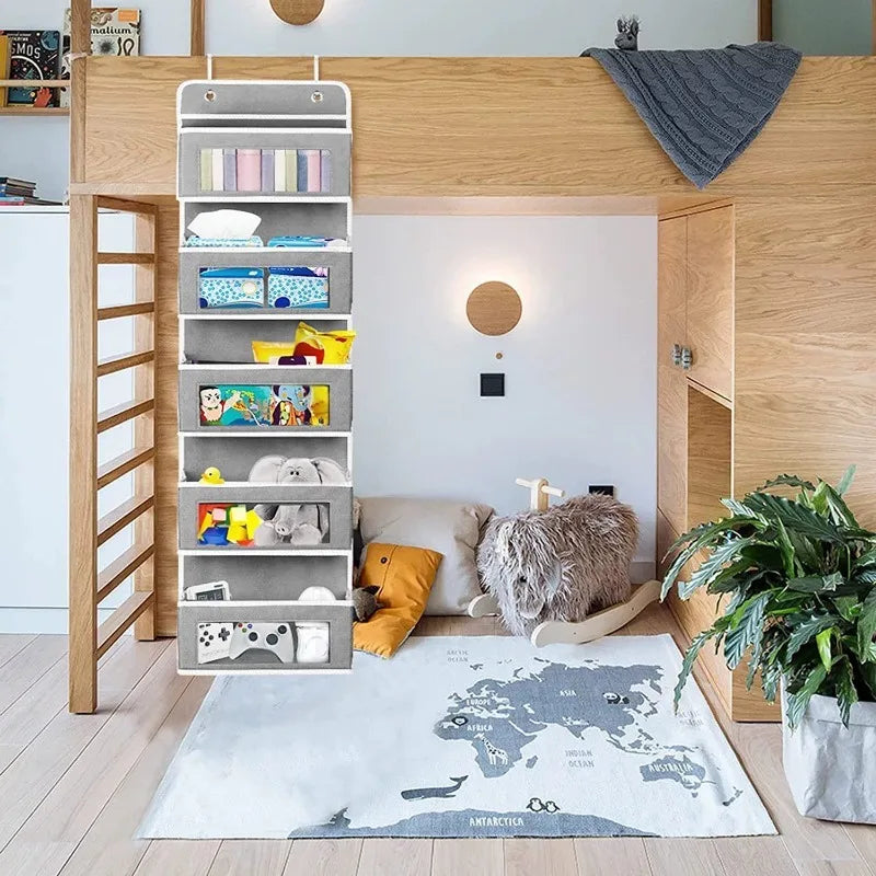 5-Shelf Hanging Organizer – Anti-Tilt Storage with Large Pockets for Bedroom & Bathroom