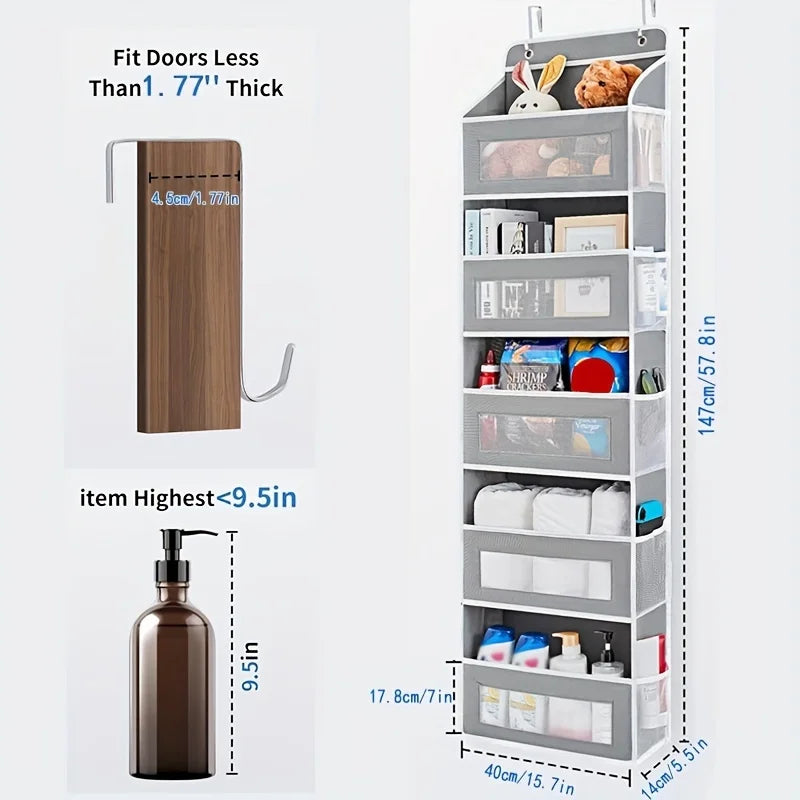 5-Shelf Hanging Organizer – Anti-Tilt Storage with Large Pockets for Bedroom & Bathroom