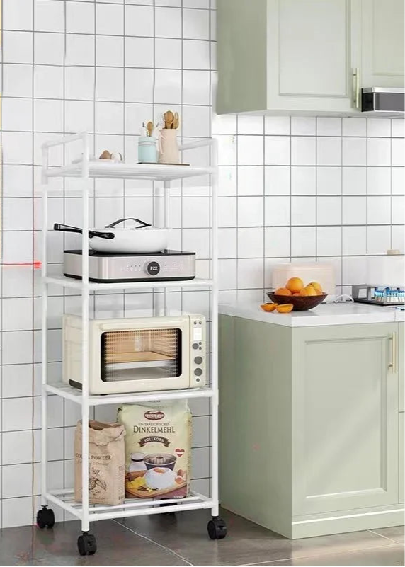 Multi-Layer Rolling Kitchen Storage Rack – Microwave & Pot Organizer
