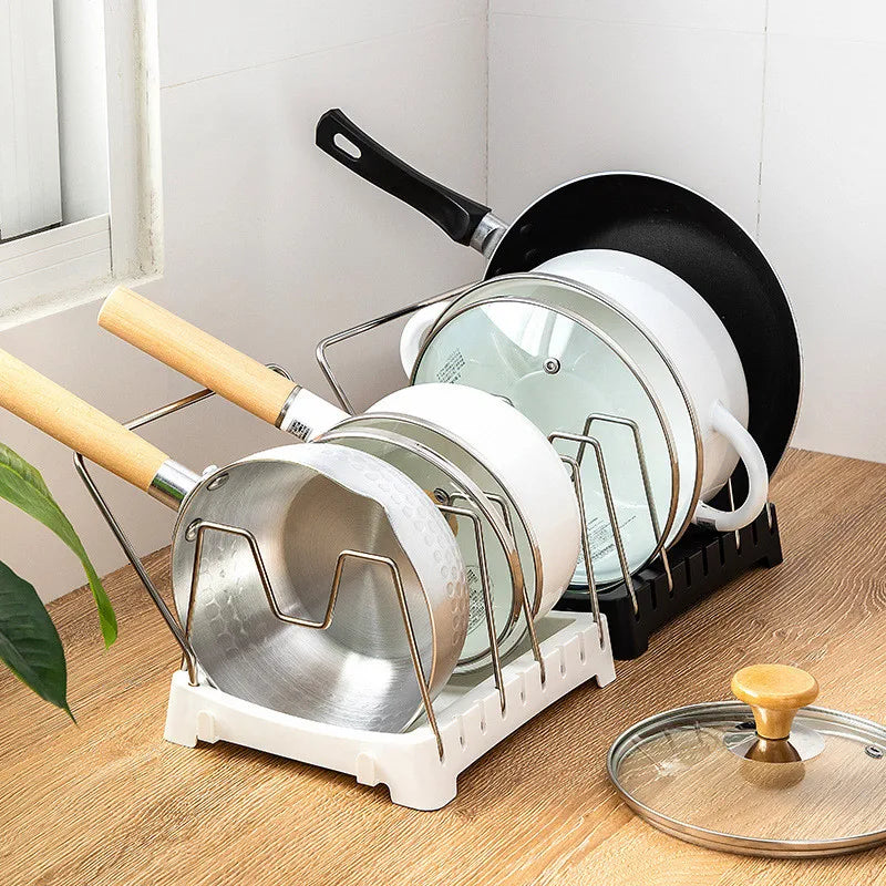 Expandable Stainless Steel Kitchen Organizer – Pot, Pan & Cutting Board Rack