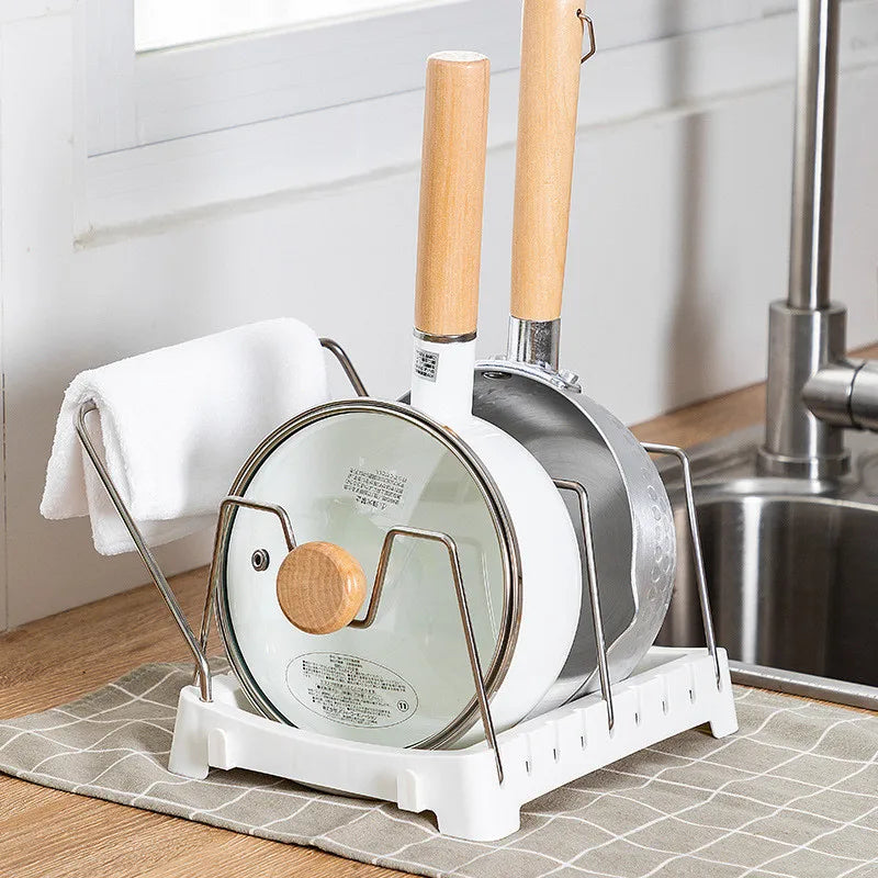 Expandable Stainless Steel Kitchen Organizer – Pot, Pan & Cutting Board Rack