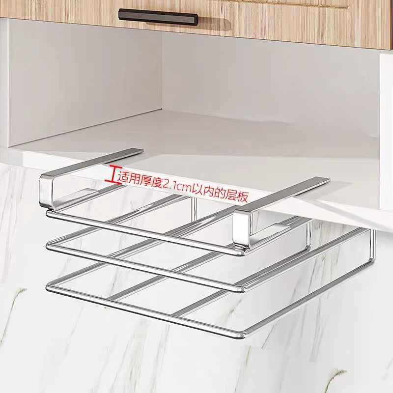 Under-Cabinet Cutting Board & Lid Organizer – Hanging Stainless Steel Kitchen Storage Rack