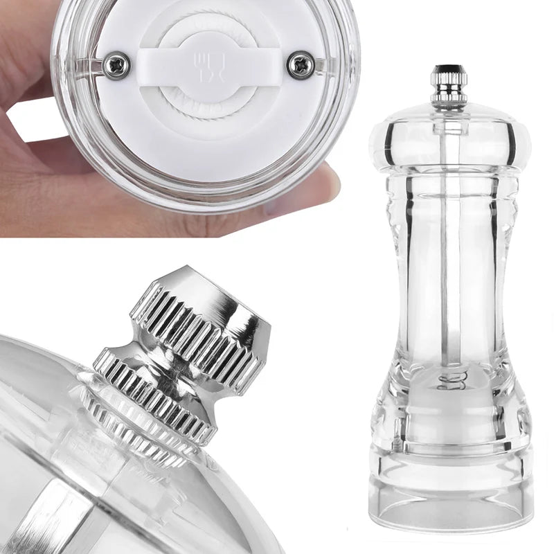 Adjustable Coarseness Salt & Pepper Grinder – Clear Acrylic Mill with Ceramic Rotor