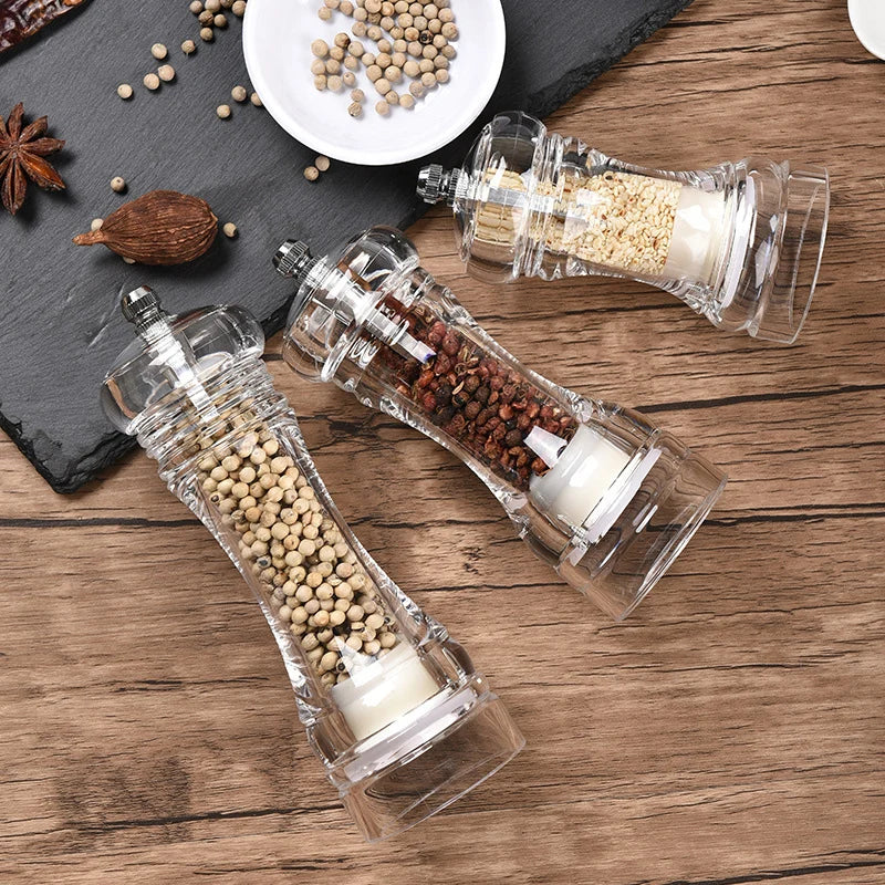 Adjustable Coarseness Salt & Pepper Grinder – Clear Acrylic Mill with Ceramic Rotor