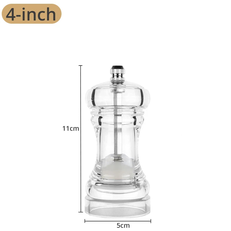 Adjustable Coarseness Salt & Pepper Grinder – Clear Acrylic Mill with Ceramic Rotor