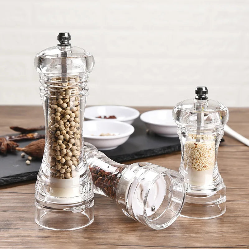 Adjustable Coarseness Salt & Pepper Grinder – Clear Acrylic Mill with Ceramic Rotor