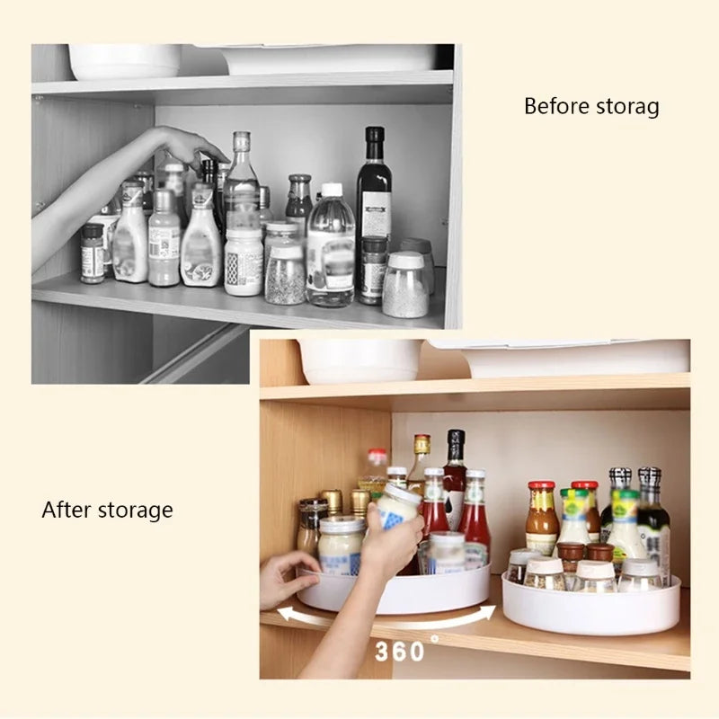 360° Rotating Cabinet Organizer – Non-Slip Kitchen & Bathroom Turntable