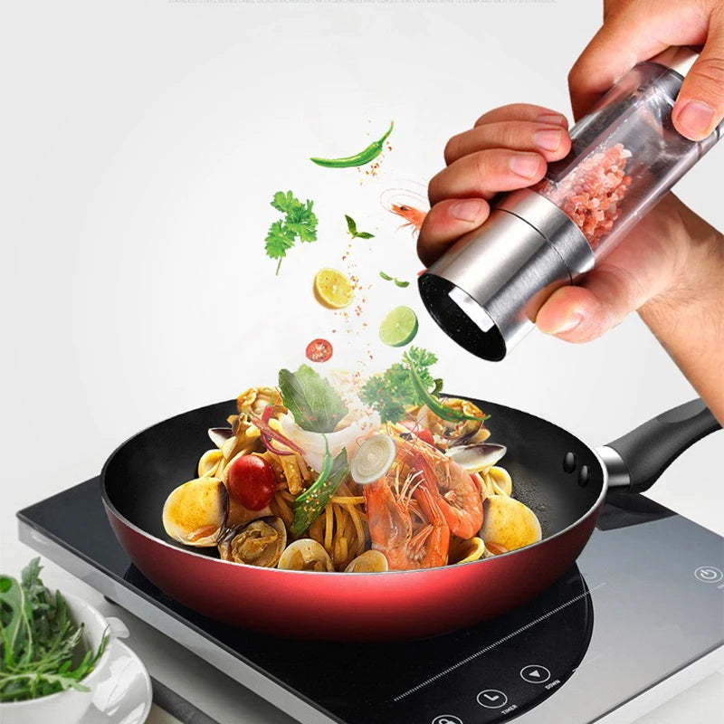 2-in-1 Stainless Steel Salt & Pepper Grinder – Adjustable Manual Spice Mill