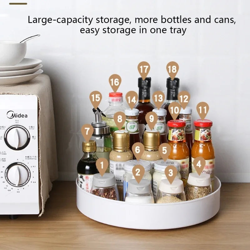 360° Rotating Cabinet Organizer – Non-Slip Kitchen & Bathroom Turntable