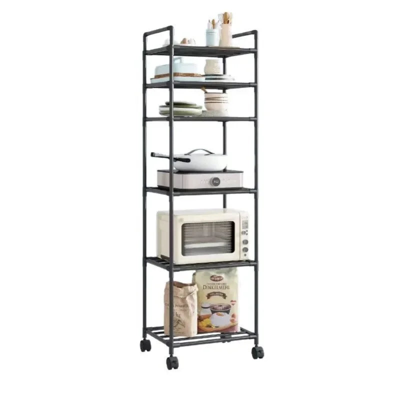 Multi-Layer Rolling Kitchen Storage Rack – Microwave & Pot Organizer