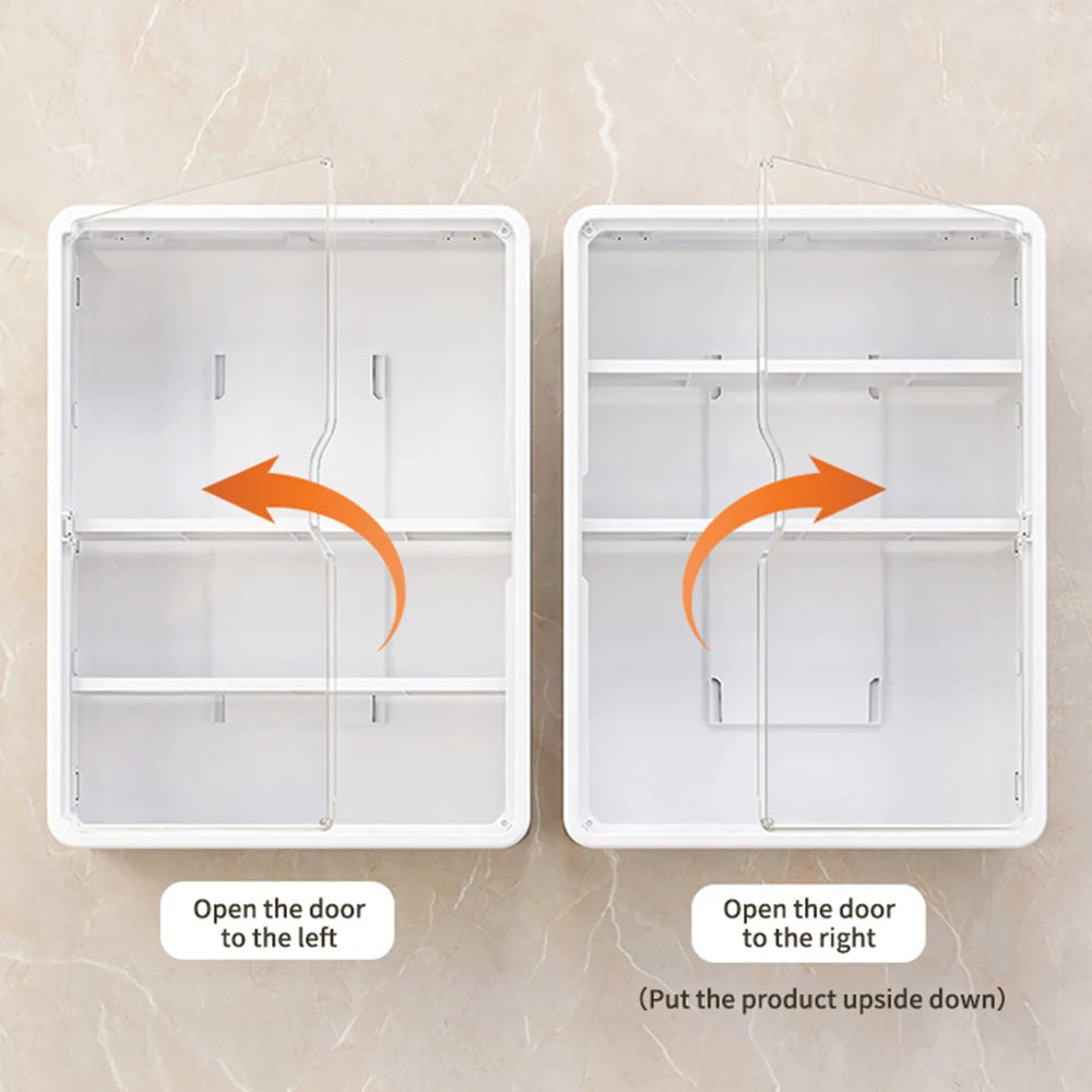 No-Drill Multi-Layer Bathroom Organizer – Transparent Cosmetic Display Cabinet