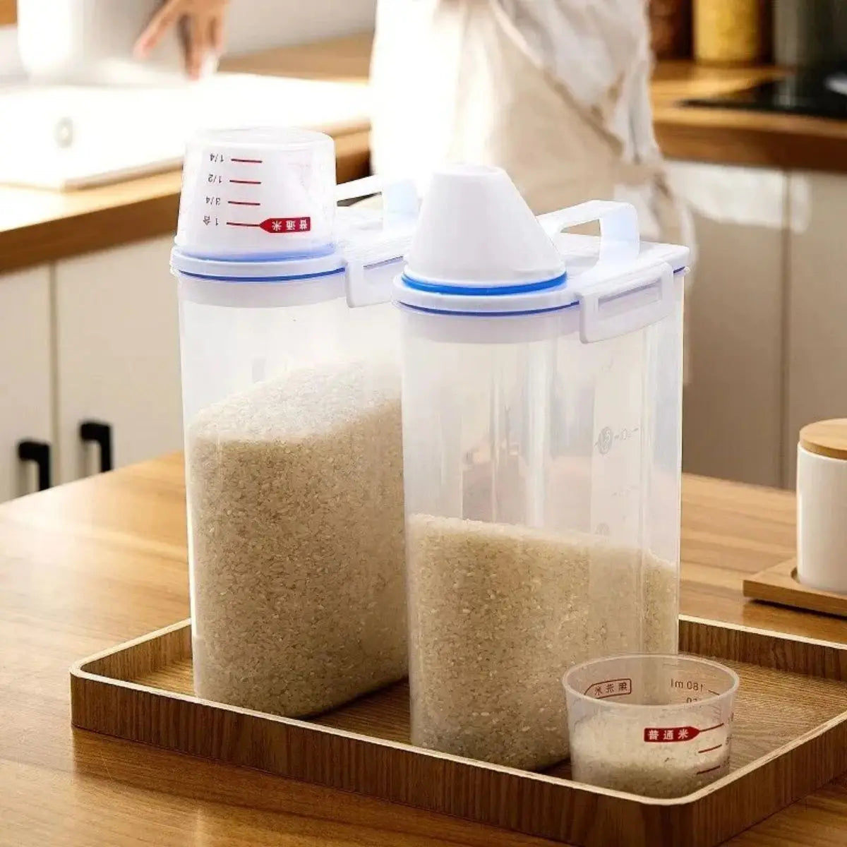 Rice & Grains Storage Canister with Measuring Cup – Moisture & Insect Proof