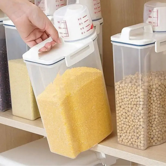 Rice & Grains Storage Canister with Measuring Cup – Moisture & Insect Proof