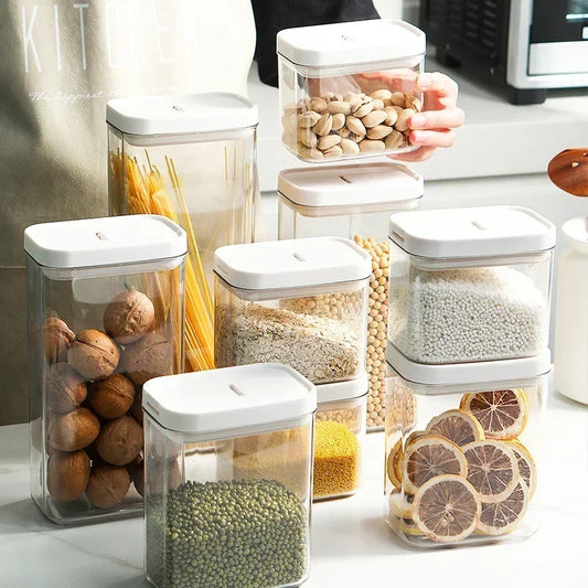 Clear Airtight Food Storage Jar – BPA-Free Plastic Container for Snacks, Cereal & Beans