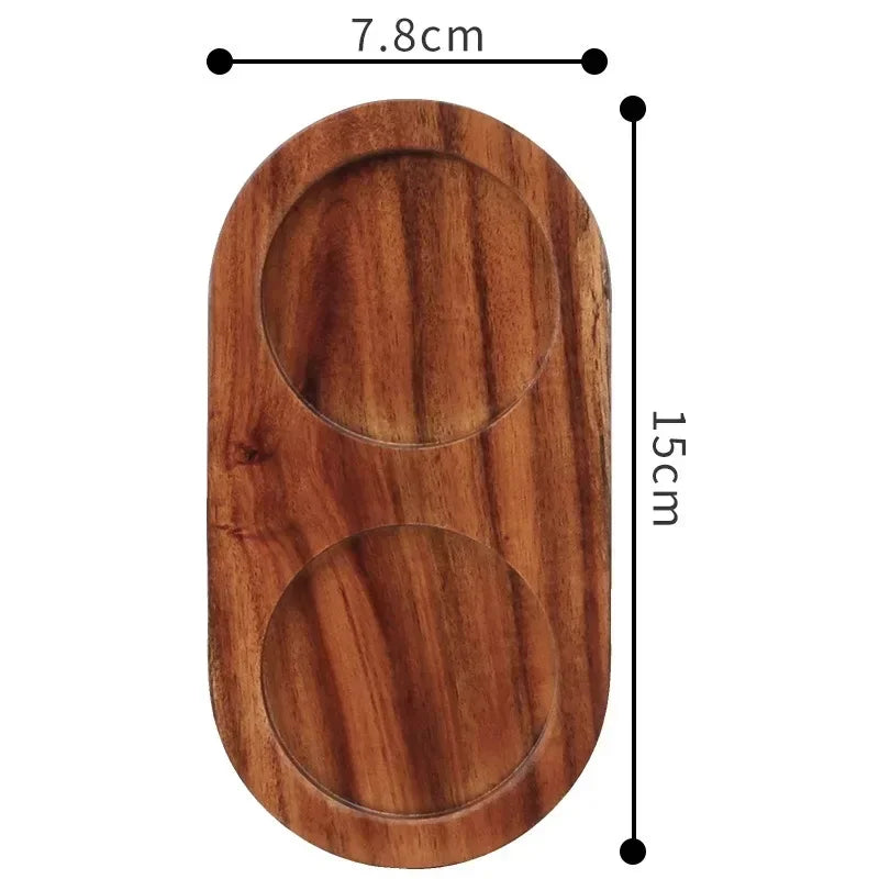 Bamboo Pepper Mill Tray – Wooden Salt & Pepper Shaker Stand with Raised Edge