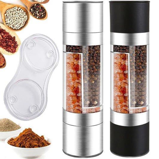 2-in-1 Stainless Steel Salt & Pepper Grinder – Adjustable Manual Spice Mill