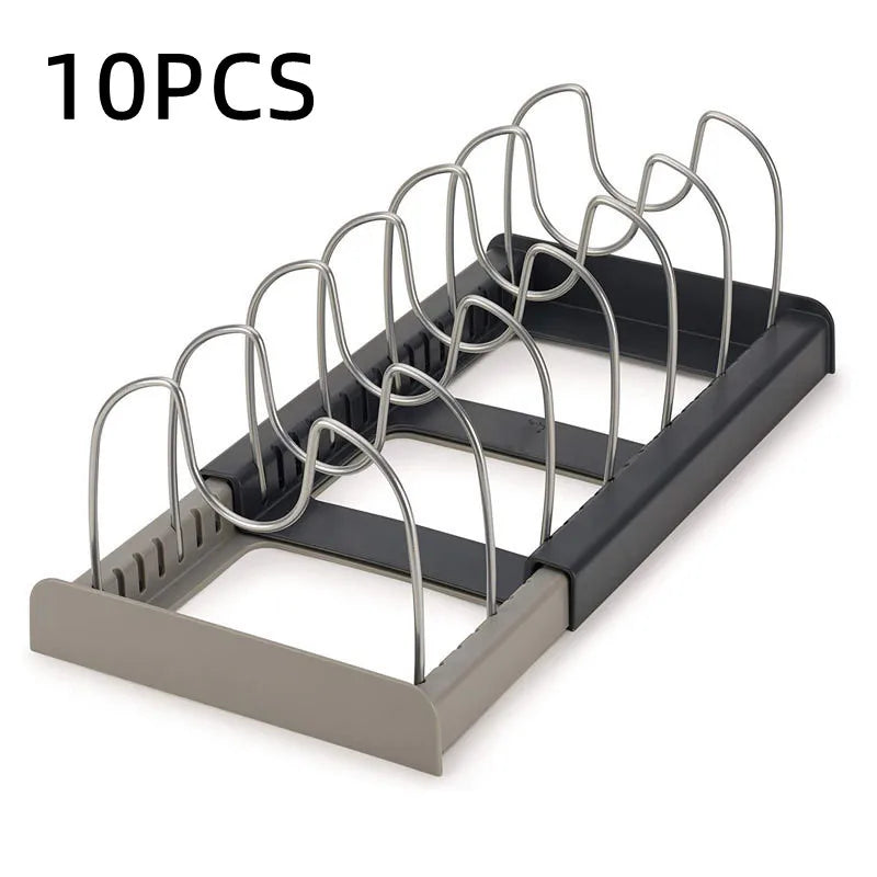 Expandable Stainless Steel Kitchen Organizer – Pot, Pan & Cutting Board Rack