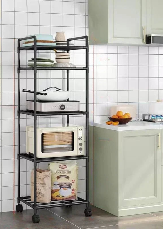 Multi-Layer Rolling Kitchen Storage Rack – Microwave & Pot Organizer