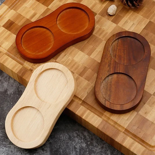 Bamboo Pepper Mill Tray – Wooden Salt & Pepper Shaker Stand with Raised Edge