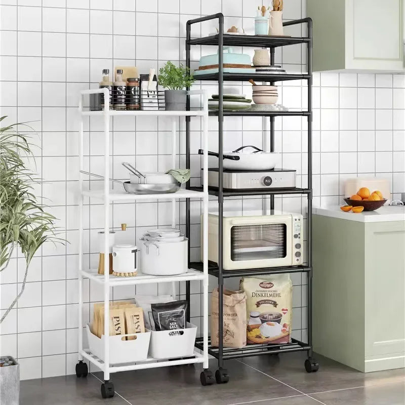 Multi-Layer Rolling Kitchen Storage Rack – Microwave & Pot Organizer