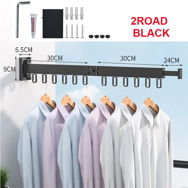 Retractable Wall-Mounted Drying Rack – Foldable Aluminum Clothes Hanger for Indoor Laundry