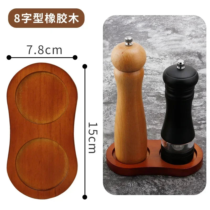 Bamboo Pepper Mill Tray – Wooden Salt & Pepper Shaker Stand with Raised Edge