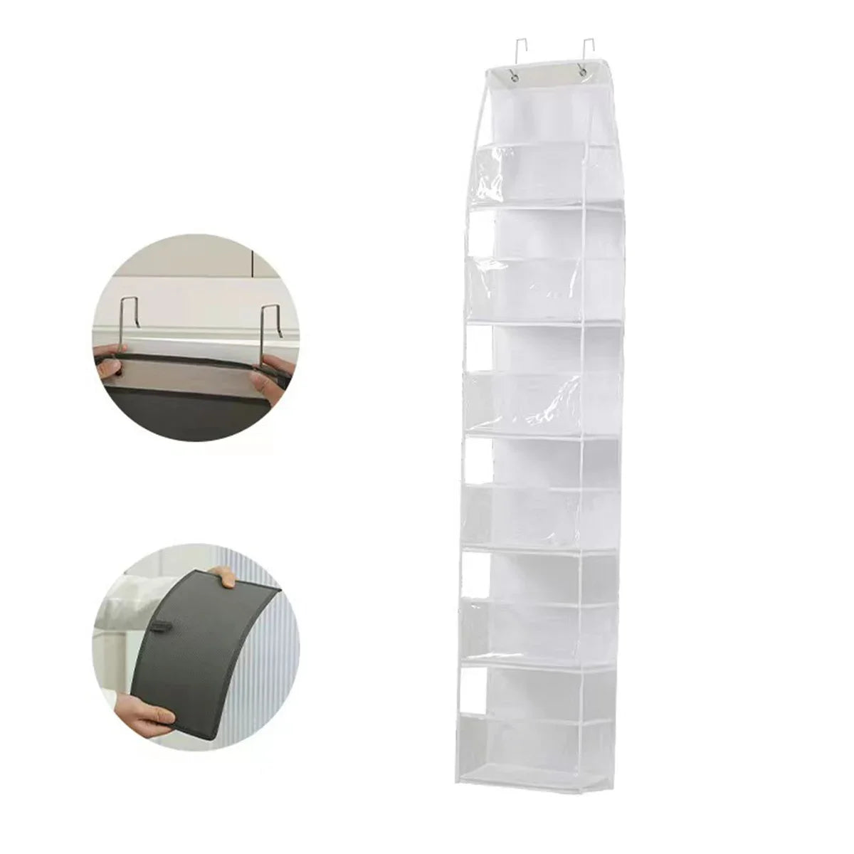 Over-the-Door Hanging Organizer – Foldable Clear Storage for Closet or Bathroom