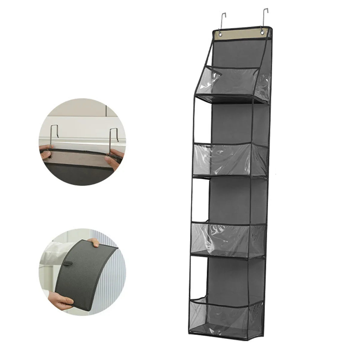 Over-the-Door Hanging Organizer – Foldable Clear Storage for Closet or Bathroom