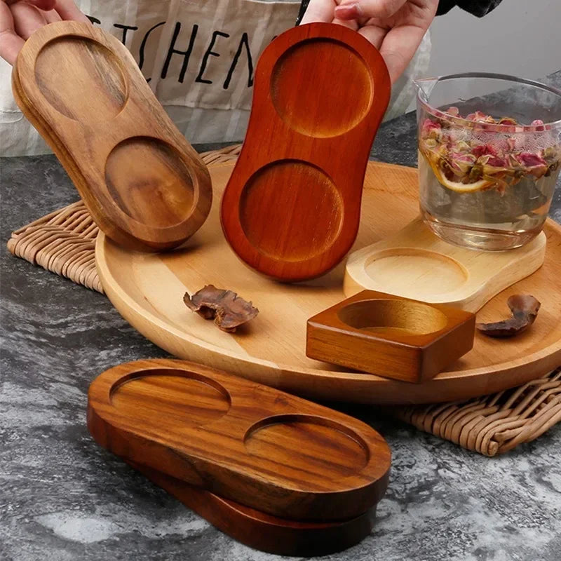 Bamboo Pepper Mill Tray – Wooden Salt & Pepper Shaker Stand with Raised Edge